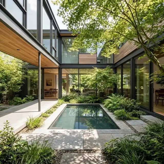 Courtyard Sanctuary — private garden atrium with reflection pool